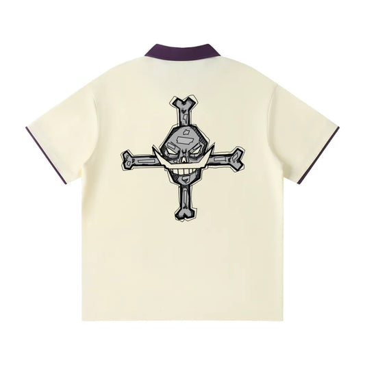 Contrast Lapel Collar Boxy T-Shirt