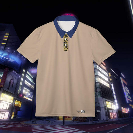 Beige and blue polo shirt with Nanami inspired design