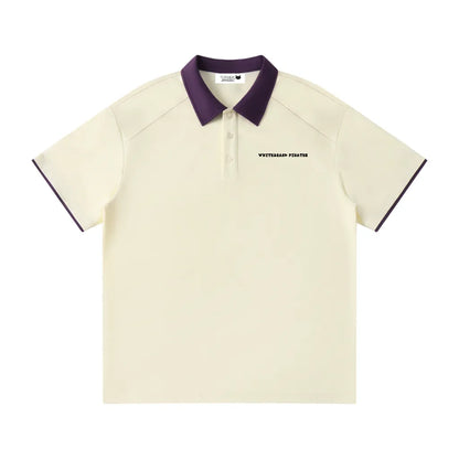 Contrast Lapel Collar Boxy T-Shirt