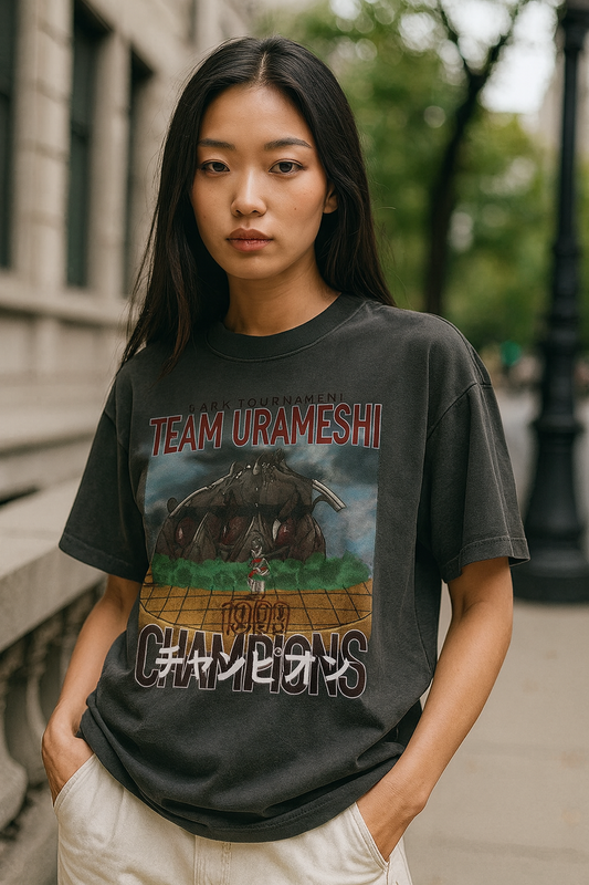 Dark Tournament Champions Tee – Yu Yu Hakusho Inspired Vintage Wash Drop Shoulder T-shirt