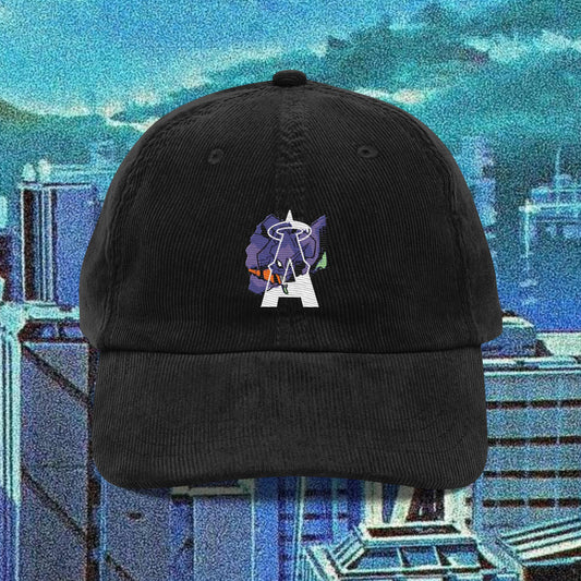 Corduroy baseball cap with angels logo and evangelion unit 1